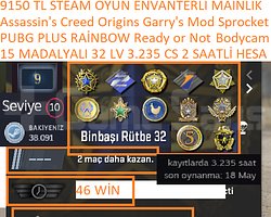 15 MADALYALI 32 LV 3.235 CS 2 SAATLİ PUBG PLUS RAİ
