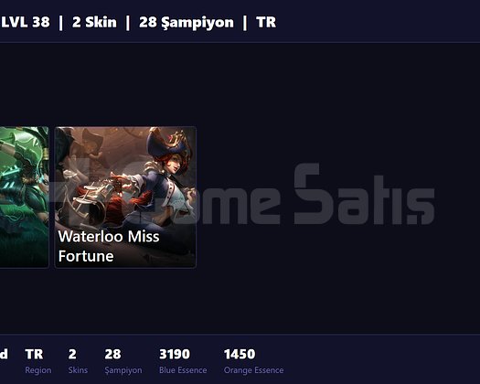 TR / 38 LVL + 2 SKİN + FRESH + UNRANKED !!
