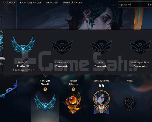 WEST PLAT 3 14 WİN 13 SKİN +30LP GAİN