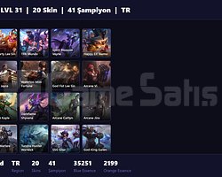TR / 31 LVL + 20 SKİN + DEMİR MMR + 35K ÖZ !!