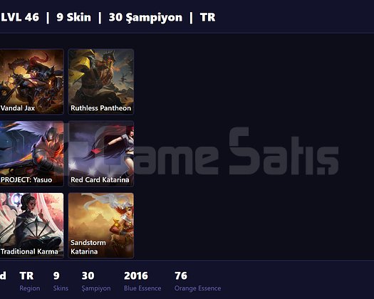 TR / 46 LVL + 9 SKİN + DEMİR MMR !!