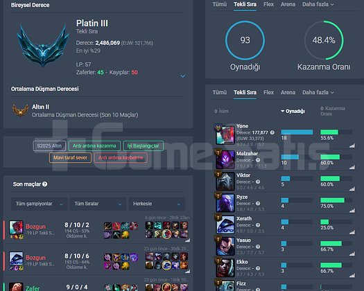 EUW PLAT 3 HESAP