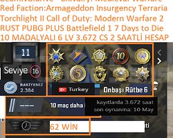10 MADALYALI 6 LV 3.672 CS 2 SAATLİ RUST PUBG PLUS