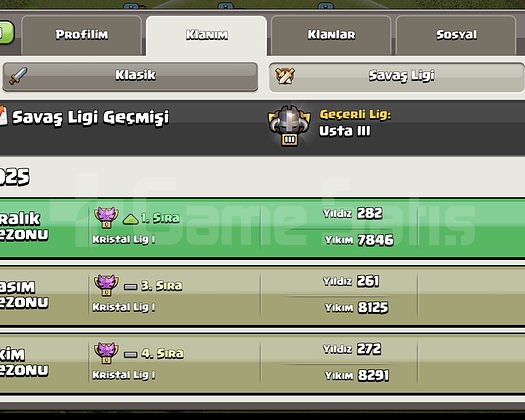 27 SEVİYE OLACAK USTA 3 LİGİNDE
