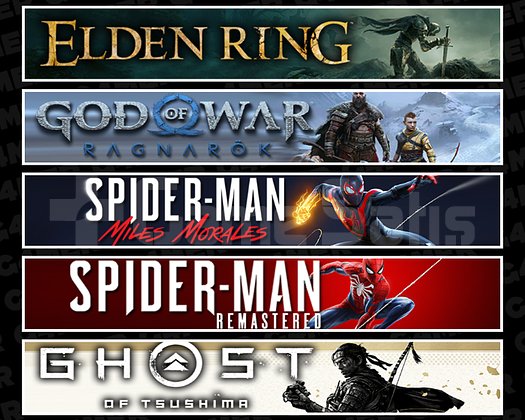Elden + Ragnarök + Miles + Spider 1 + Tsushima