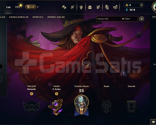 30 LVL UNRANKED | ÇANTADA 2012 RIVEN | 52K ÖZ |