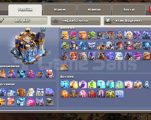 Clash of clans bb 18 belediye 18 Max yakın hesap