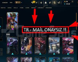 TR / 153 LVL + 22 SKİN + GÜMÜŞ 3 + MAİL ONAYSIZ !!