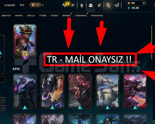 TR / 153 LVL + 22 SKİN + GÜMÜŞ 3 + MAİL ONAYSIZ !!