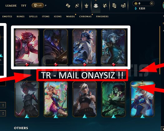 TR / 101 LVL + 20 SKİN + ALTIN 1 + MAİL ONAYSIZ !!