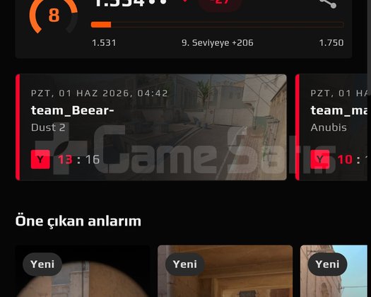 300 saat faceit 8lvl 80 dolar icinde itemim var
