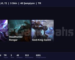TR / 72 LVL + 3 SKİN + RANK HAZIR !!