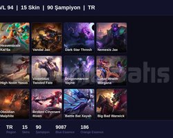 TR / 94 LVL + 15 SKİN + GOLD IV !!