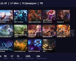 TR / 87 LVL + 17 SKİN + UNRANKED !!