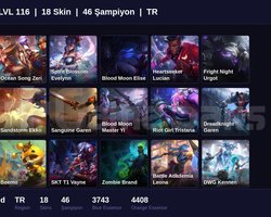 TR / 116 LVL + 18 SKİN + DEMİR MMR !!