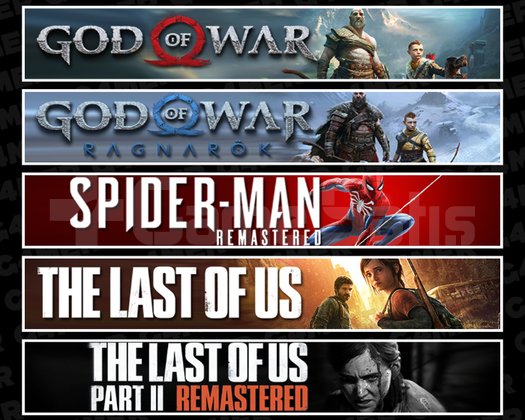 GOW + Ragnarök + Spider 1 + TLOU1 + TLOU2