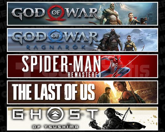 GOW + Ragnarök + Spider 1 + TLOU1 + Tsushima
