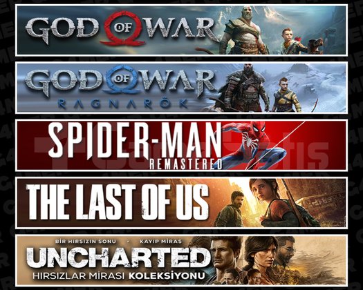 GOW + Ragnarök + Spider 1 + TLOU1 + Uncharted