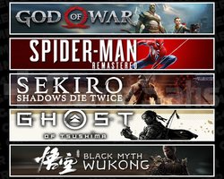 GOW + Spider 1 + Sekiro + Tsushima + Wukong