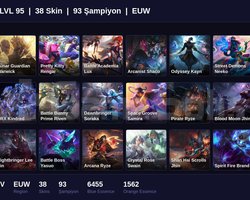 EUW / 95 LVL + 38 SKİN + SILVER IV !!