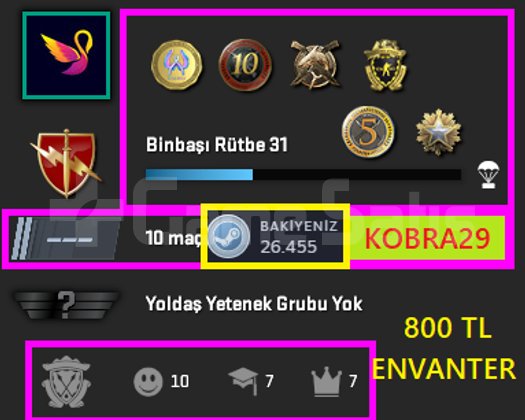 FACEİT+12K OYUN+6 MADALYA 226 WİN 465 SAAT SEÇKİN