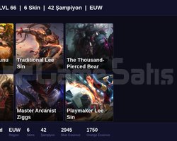 EUW / 66 LVL + 6 SKİN + UNRANKED !!