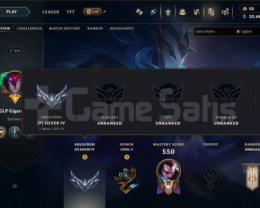 EUW SILVER 4 I 85 SKIN I 140 ŞAMP I 259 LVL ISAFE