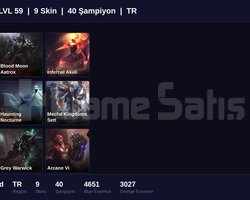 TR / 59 LVL + 9 SKİN + UNRANKED !!