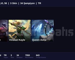 TR / 56 LVL + 3 SKİN + UNRANKED !!