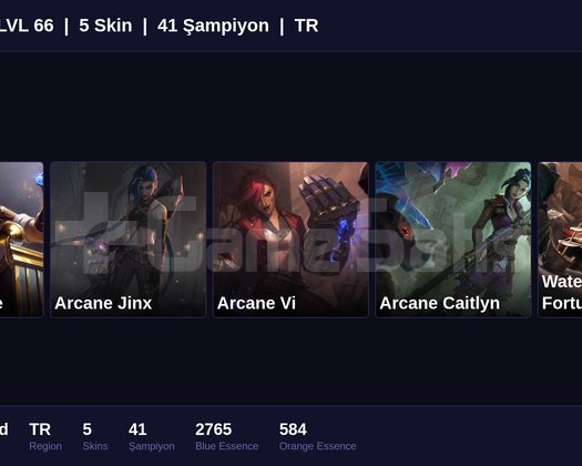 TR / 66 LVL + 5 SKİN + UNRANKED !!