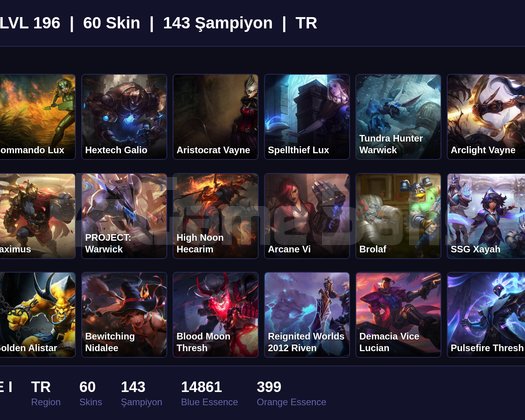 TR / 196 LVL + 60 SKİN + BRONZE I !!