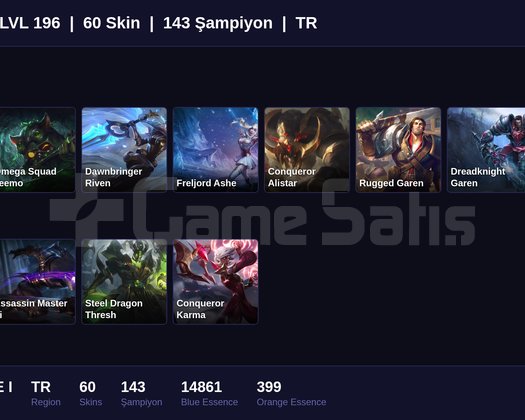 TR / 196 LVL + 60 SKİN + BRONZE I !!