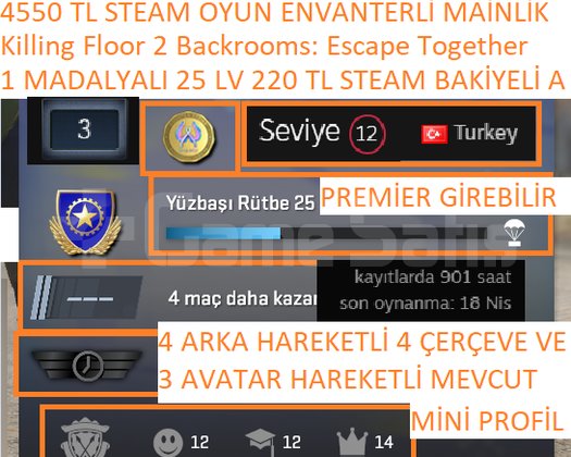 1 MADALYALI 25 LV 220 TL STEAM BAKİYELİ Killing Fl