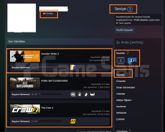 3 MADALYALI 3 LV FACEİT THE CREW 2 4.616 STEAM POİ