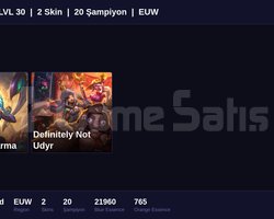 EUW / 30 LVL + 2 SKİN + FRESH + MAİL ONAYSIZ !!