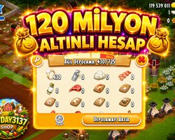 45 LEVEL 700 DEPO 120 MİLYON ALTIN DOLU HESAP