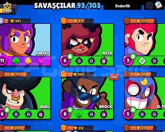 Brawl stars 26k kupa 93 karakter 186 kostümlü