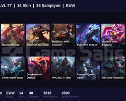 EUW / 77 LVL + 14 SKİN + UNRANKED !!