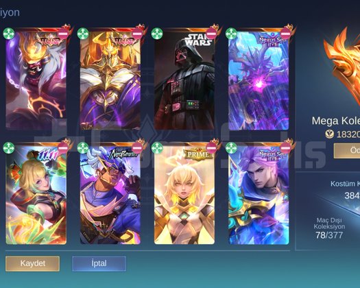 Bened arlot col ve daha fazla sığmayan skin var