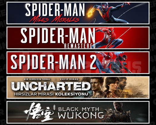 Miles + Spider 1 + Spider 2 + Uncharted + Wukong