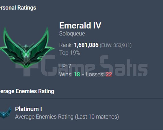 EUW EMERALD 4 NİCK CHANGE +30 LP 8 KOSTÜM 10K MÖ