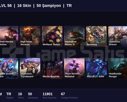 TR / 56 LVL + 16 SKİN + GOLD MMR !!