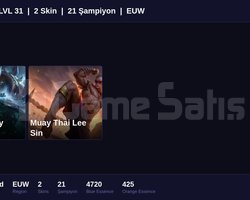 EUW / 31 LVL + 2 SKİN + RANK HAZIR !!