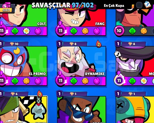 Brawl stars 53k 200+kostüm 30+hiperşarj 97 karakte