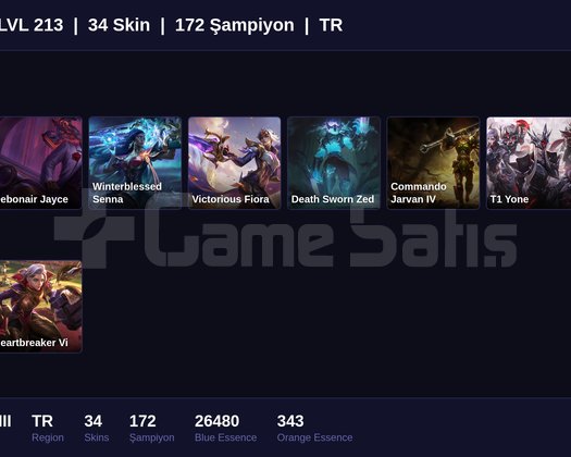 TR / 213 LVL + 34 SKİN + SILVER III + MAİL ONAYSIZ