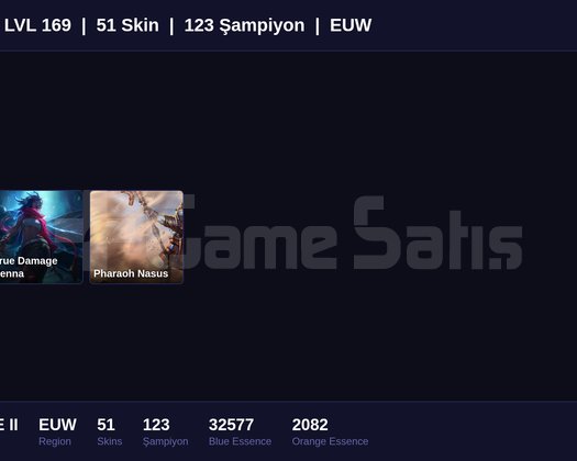 EUW / 169 LVL + 51 SKİN + BRONZE II + MAİL ONAYSIZ