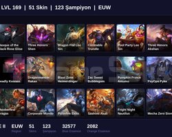 EUW / 169 LVL + 51 SKİN + BRONZE II + MAİL ONAYSIZ