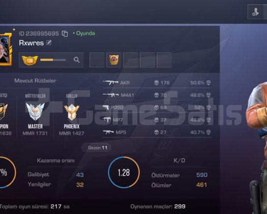 130 LVL / YÜKSEK RANK / Karambit Hologram + Firm G