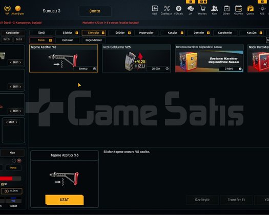 Sınırsızlı 35K Materyalli 56 Seviye Zula Hesabı