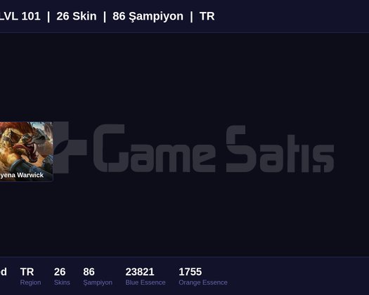 TR / 101 LVL + 26 SKİN + UNRANKED !!